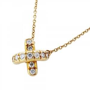 Tiffany Cross Stitch Necklace in 18K Yellow Gold with Diamonds for Women